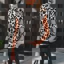  Leopard Mock Neck Short Sleeve Sweater