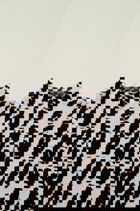 Leopard Mock Neck Short Sleeve Sweater