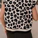  HIDDEN GEMS | Leopard Mock Neck Short Sleeve Sweater
