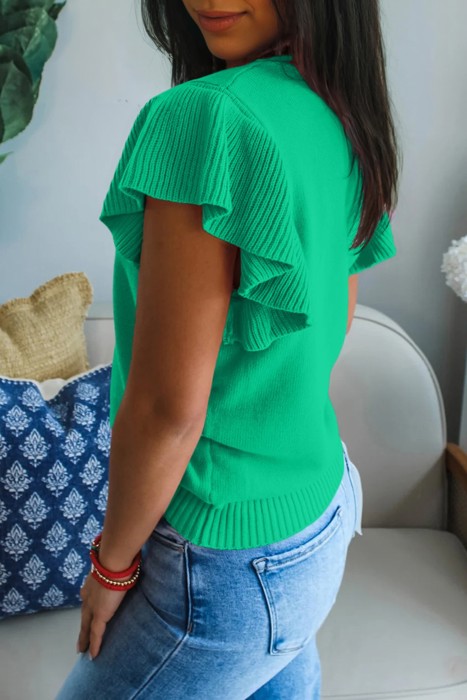 Soft Whisper Ruffle Short Sleeve Sweater