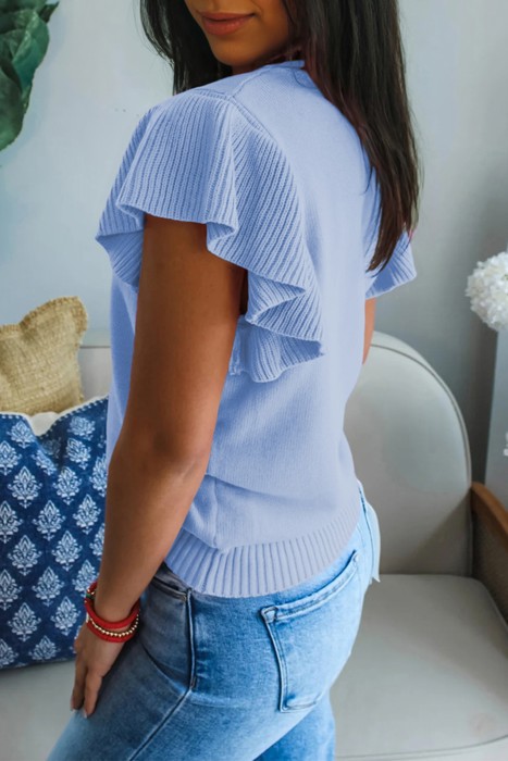Soft Whisper Ruffle Short Sleeve Sweater