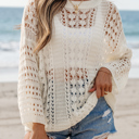  HIDDEN GEMS Abstract Crochet Knit Top