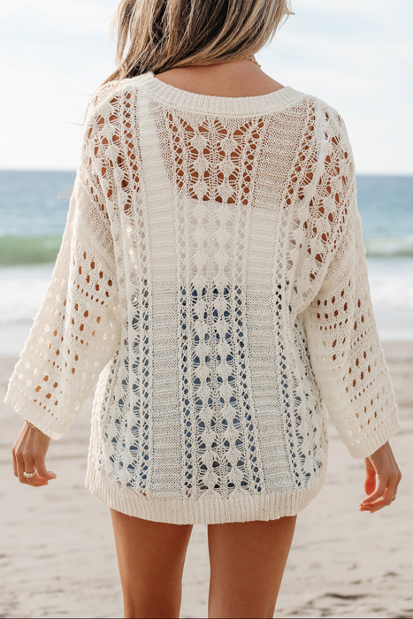 HIDDEN GEMS Abstract Crochet Knit Top