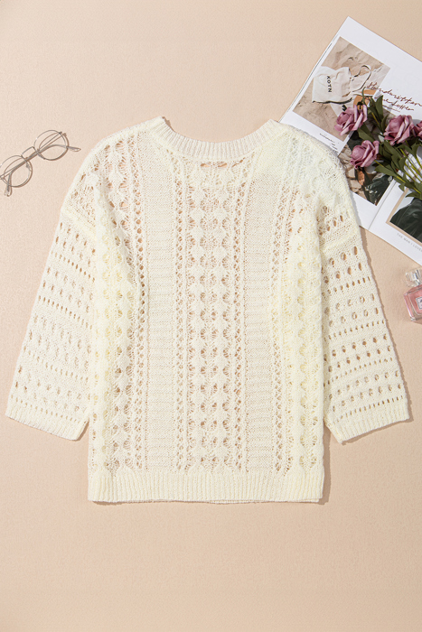 HIDDEN GEMS Abstract Crochet Knit Top