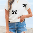  HIDDEN GEMS | Sweetheart Bows Short Sleeve Sweater