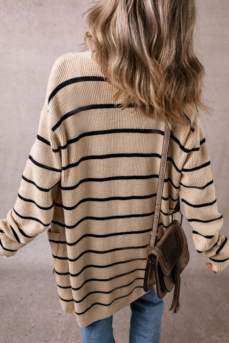 HIDDEN GEMS | Stripe Shawl Open Front Cardigan