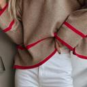 Simply Taupe Small HIDDEN GEMS | Stripe Buttoned Side Ribbed Knit Sweater