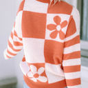  HIDDEN GEMS | Checker Floral Stripe Patchwork Sweater