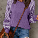 Tillandsia Purple Small HIDDEN GEMS | Stripe Patchwork Long Sleeve Top
