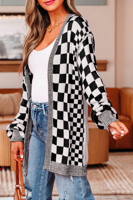 HIDDEN GEMS | Checker Open Front Cardigan