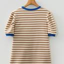  Retro Stripe Puff Sleeve Top