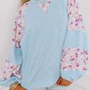  HIDDEN GEMS | Floral Patchwork Balloon Sleeve Ribbed Blouse