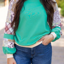  HIDDEN GEMS | Plaid Paisley Patchwork Long Sleeve Top