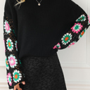  HIDDEN GEMS | Floral Crochet Bell Sleeve Sweater