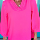  HIDDEN GEMS | Frilled V-Neck 3/4 Sleeve Blouse