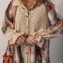  HIDDEN GEMS | Boho Floral Plaid Patchwork Ruffle Shacket