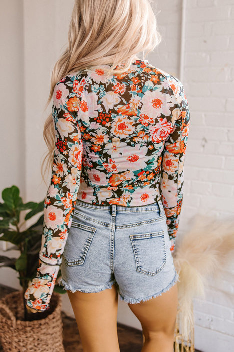 HIDDEN GEMS | Floral Mesh Long Sleeve Top