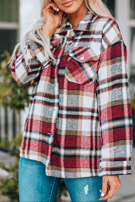 HIDDEN GEMS | Plaid Chest Pocket Buttoned Shacket