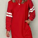 Fiery Red Small HIDDEN GEMS | Varsity Stripe Sweatshirt Dress