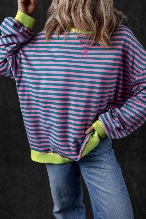 HIDDEN GEMS | Stripe Contrast Trim Sweatshirt