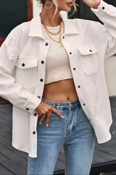 HIDDEN GEMS | Solid Textured Flap Pocket Shacket