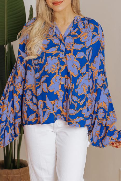 HIDDEN GEMS | Floral Batwing Sleeve Buttoned Shirt