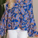 Blue Small HIDDEN GEMS | Floral Batwing Sleeve Buttoned Shirt