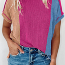 Rose Red Small HIDDEN GEMS | Colorblock Corded Knit Crewneck T-Shirt