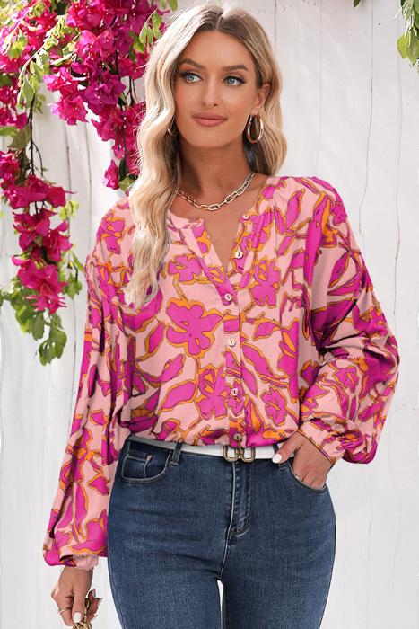 HIDDEN GEMS | Floral Batwing Sleeve Buttoned Shirt