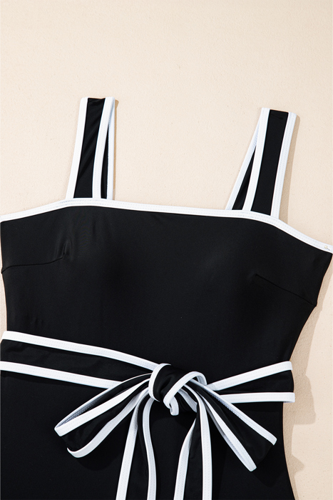 SALE! Colorblock Belted One-Piece Swimsuit