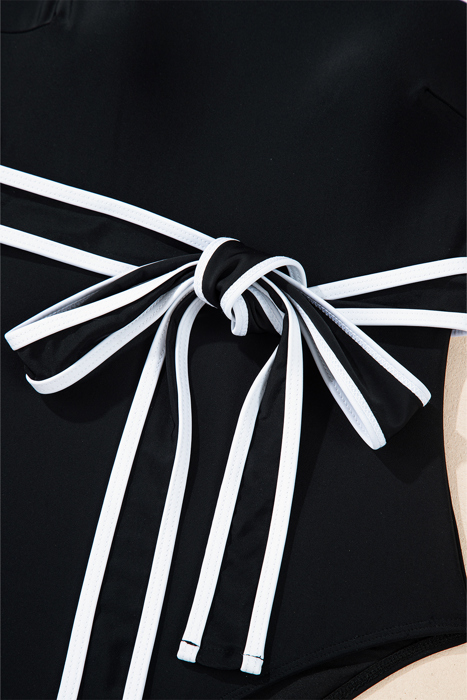 SALE! Colorblock Belted One-Piece Swimsuit