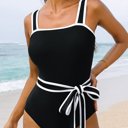  SALE! Colorblock Belted One-Piece Swimsuit