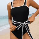  SALE! Colorblock Belted One-Piece Swimsuit