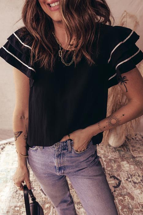 Midnight Chic Ruffle Top