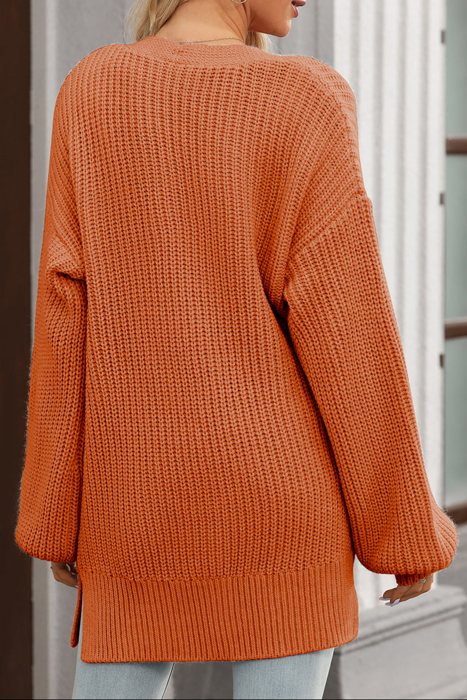 HIDDEN GEMS | Solid Buttoned V-Neck Cardigan Sweater