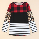  HIDDEN GEMS | Colorblock Plaid Long Sleeve Top
