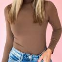 Coffee Small Everyday Essential Turtleneck Soft Top