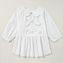  HIDDEN GEMS | Bow Cutout Back 3/4 Sleeve Blouse