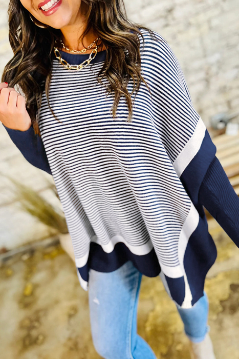 HIDDEN GEMS | Stripe Colorblock Dolman Sleeve Sweater