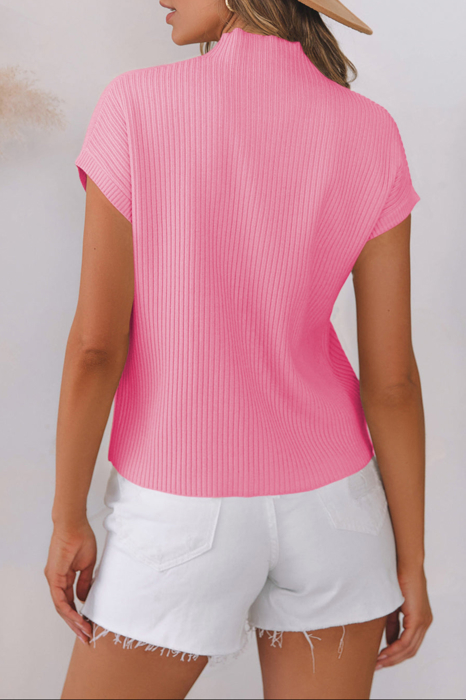 HIDDEN GEMS | Ribbed Knit Short Sleeve Sweater
