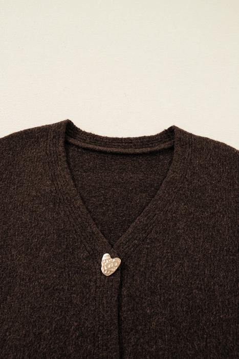 HIDDEN GEMS | Valentine Heart Metal Buttoned V-Neck Cardigan