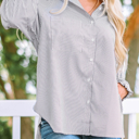  HIDDEN GEMS | Stripe Smocked Cuff Buttoned Shirt