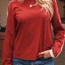  HIDDEN GEMS | Varsity Stripe Crewneck Long Sleeve Top