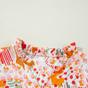  HIDDEN GEMS | Abstract Puff Sleeve V-Neck Blouse
