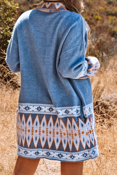 HIDDEN GEMS | Aztec Geometric Open Front Cardigan