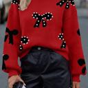  HIDDEN GEMS | Bow Pearl Embellished Drop Shoulder Sweater