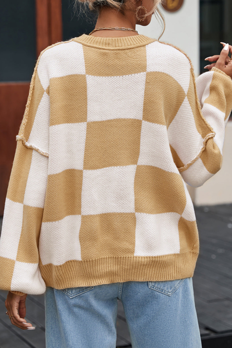 HIDDEN GEMS | Checker Bishop Sleeve Sweater