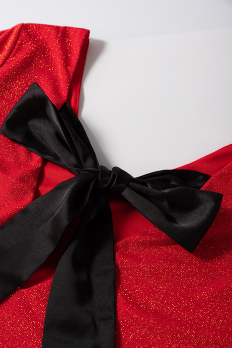 HIDDEN GEMS | Metallic Bow Open Back Top