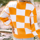  HIDDEN GEMS | Checker Bishop Sleeve Sweater