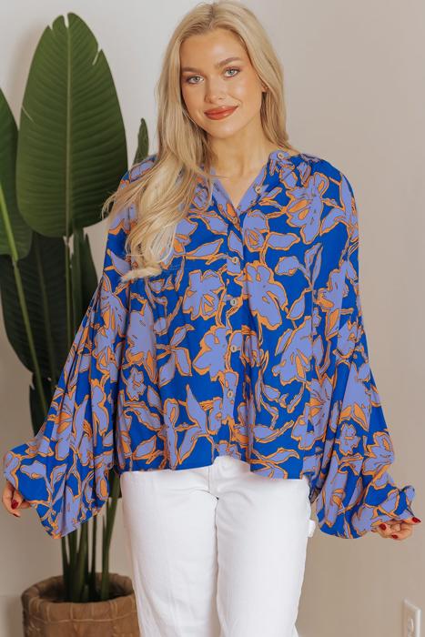 HIDDEN GEMS | Floral Batwing Sleeve Buttoned Shirt
